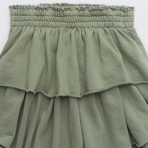 Aerie green ruffle mini skirt